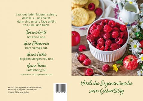 Doppelkarte plano - Himbeeren - Herzliche Segenswünsche zum Geburtstag 